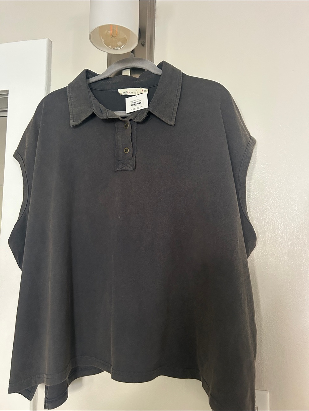 Melrose and Market Washed Black Sleeveless Polo Top